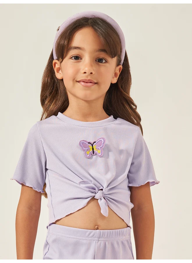 ستايلي Styli toddler girls tie front top and pants set