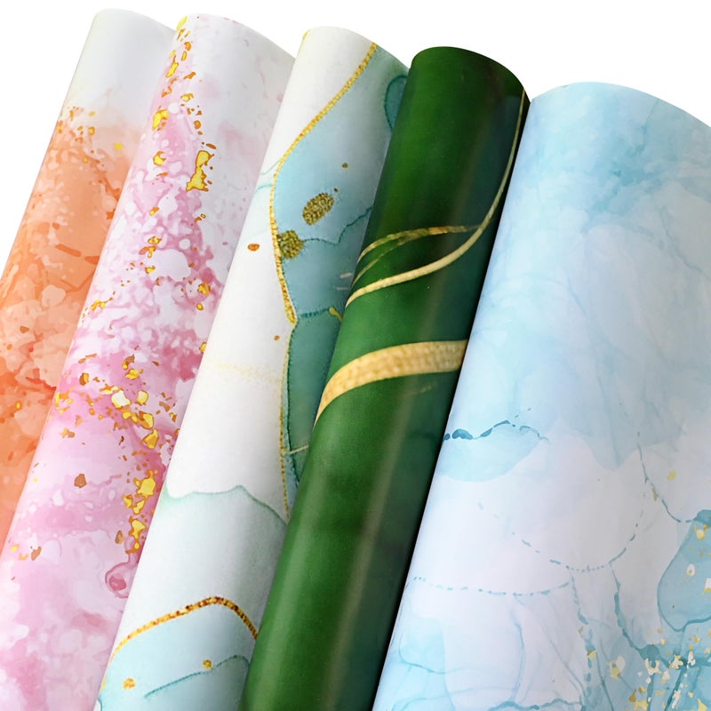 Goelite Gift Wrapping Paper Sheets For Gifts Wrap | Gift Wrap Roll For Packing Gifts | Beautiful Elegant Designs| Pack Of 5 Sheets, Ribbons And Matching Name Tags - Image 1