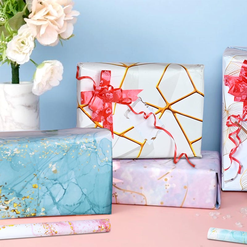 Goelite Gift Wrapping Paper Sheets For Gifts Wrap | Gift Wrap Roll For Packing Gifts | Beautiful Elegant Designs| Pack Of 5 Sheets, Ribbons And Matching Name Tags - Image 2