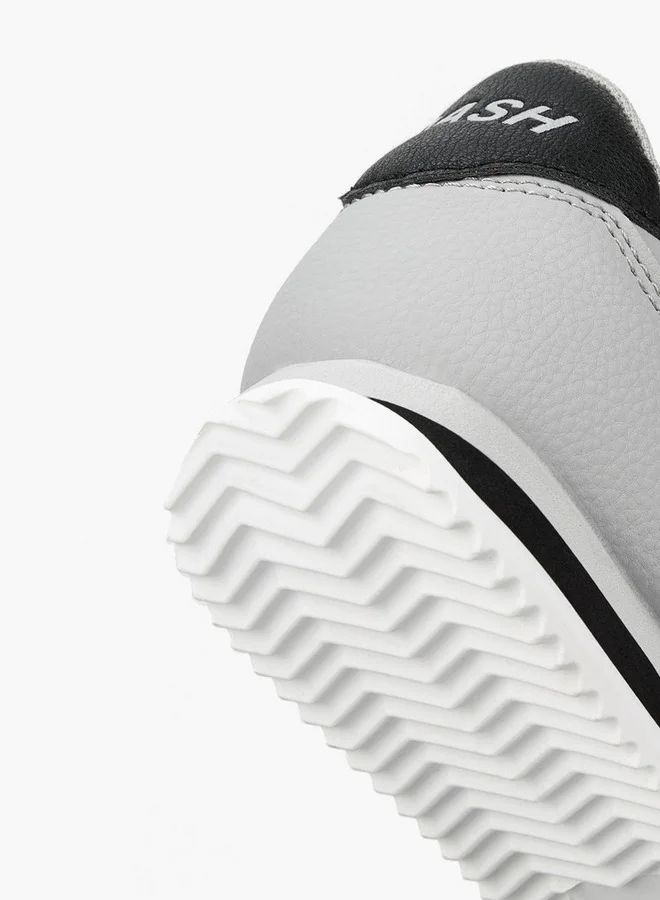 Dash Panelled Sneakers with Hook and Loop Closure