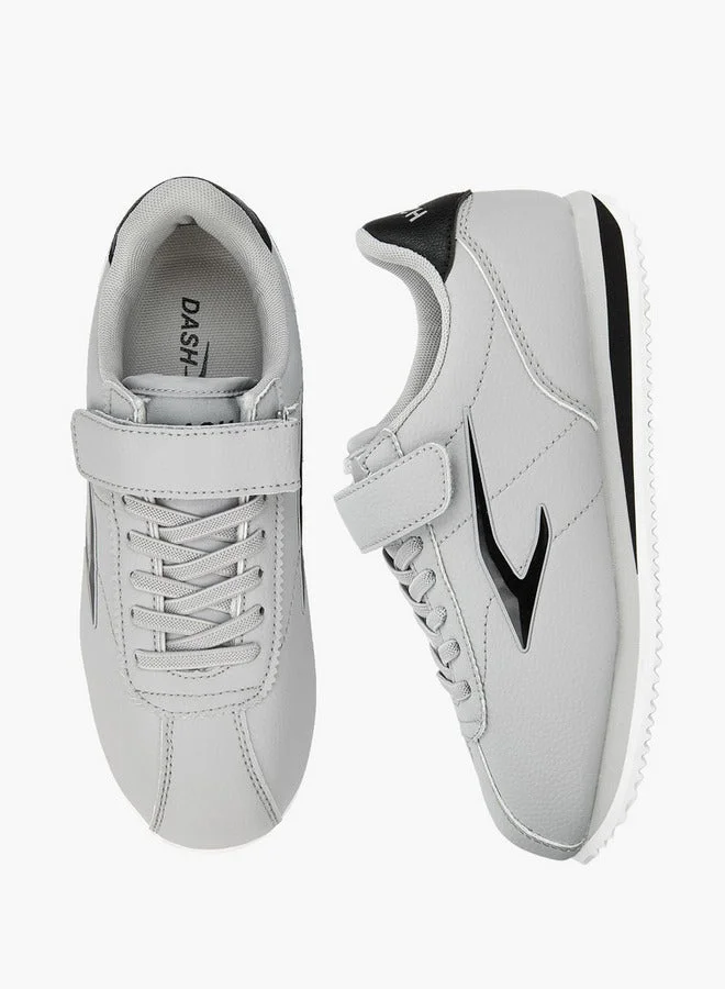 Dash Panelled Sneakers with Hook and Loop Closure