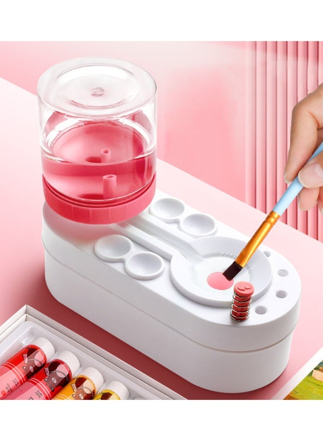 Paint Brush Cleaner with Reservoir Tank - Professional Brush Washer Station for Acrylic Oil Watercolor Paint, Includes Silicone Bristle Cleaner  Stainless Steel Coil Spring - Image 2