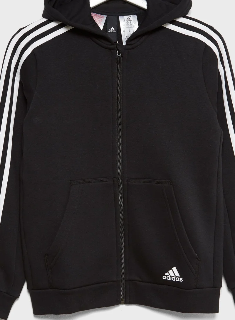 Adidas Youth 3 Striped Hoodie