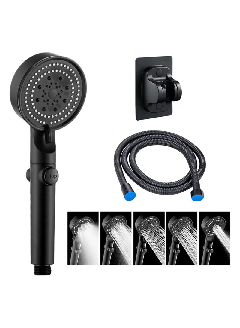 ABJ Shower Set, Complete Shower Set with 1.5M Hose & Modern Handheld Design, 5x9cm Shower Head, 8x12cm Holder, 5 Jet Types for Spa & Bathing - Image 1