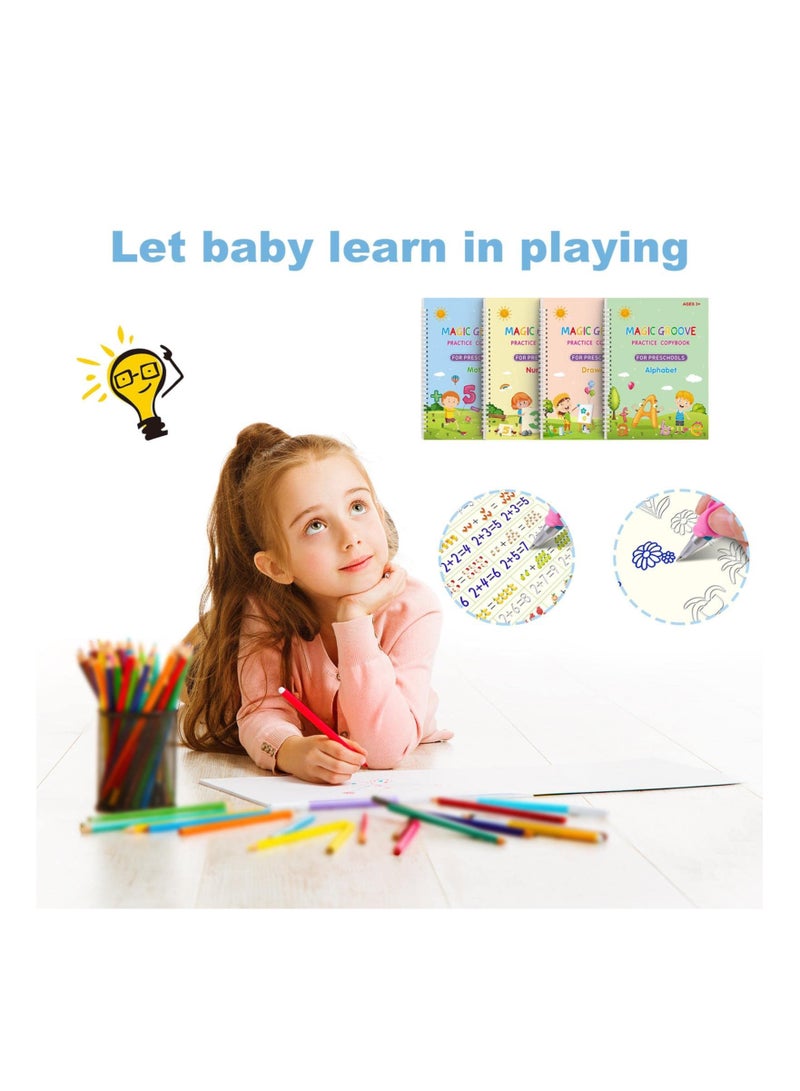 Reusable Handwriting Workbook for Kids with Magic Ink Practice Copybook for Preschools - Grooves Template Design and Aid for Handwriting Practice  - Image 2