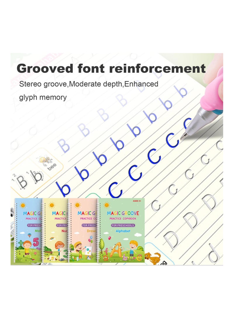 Reusable Handwriting Workbook for Kids with Magic Ink Practice Copybook for Preschools - Grooves Template Design and Aid for Handwriting Practice  - Image 5