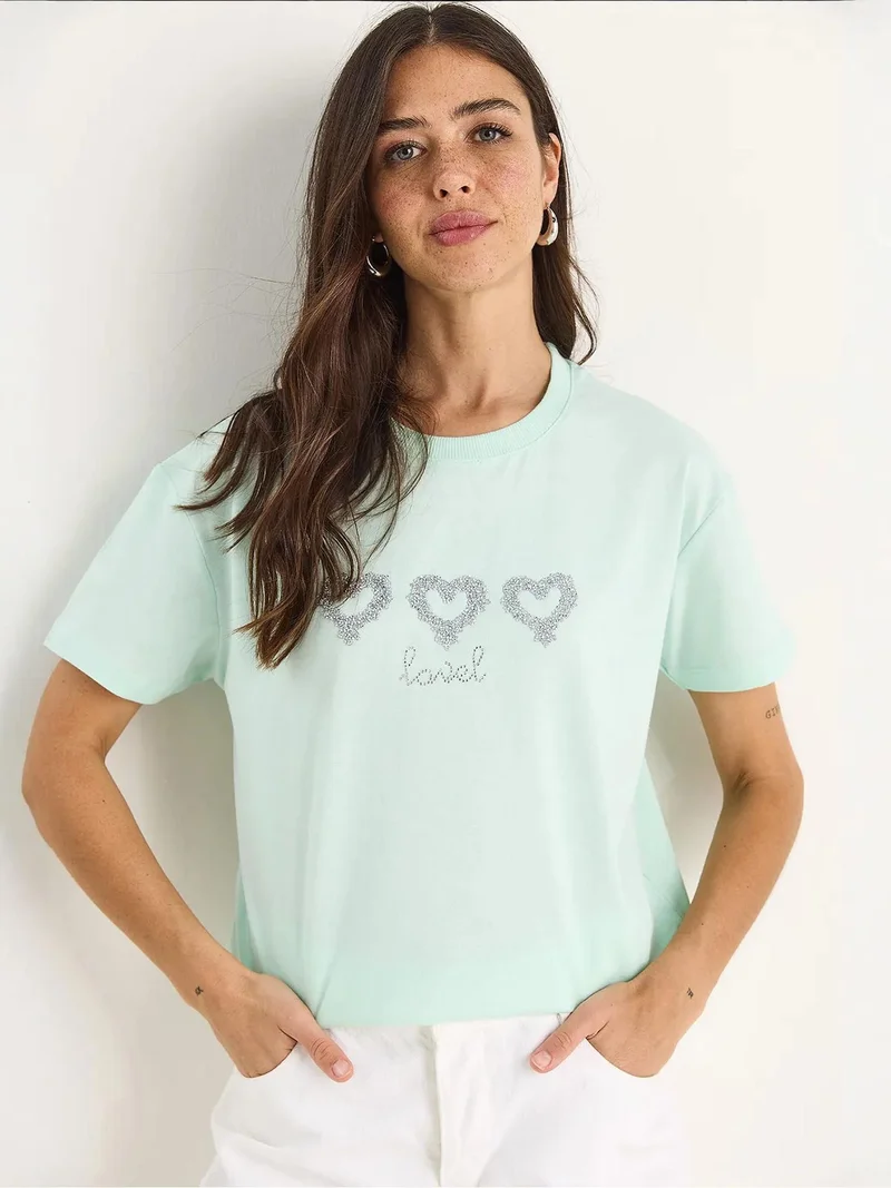 Bianco Lucci LUCCI Embroidered Crew Neck T-Shirt