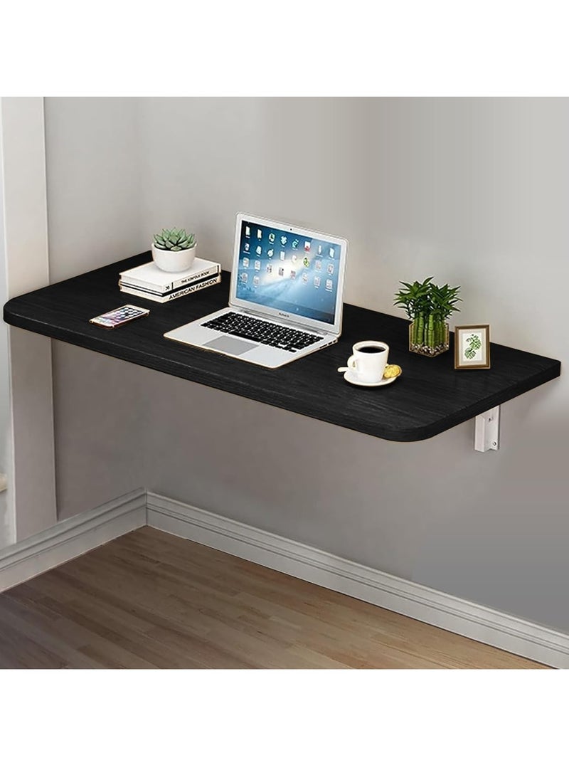 VITION - Computer Wall Mount Stand Folding Wall-Mounted Drop-Leaf Table,Metal Folding Shelf Bench Table Bracket (30 x 50cm) Black - Image 1