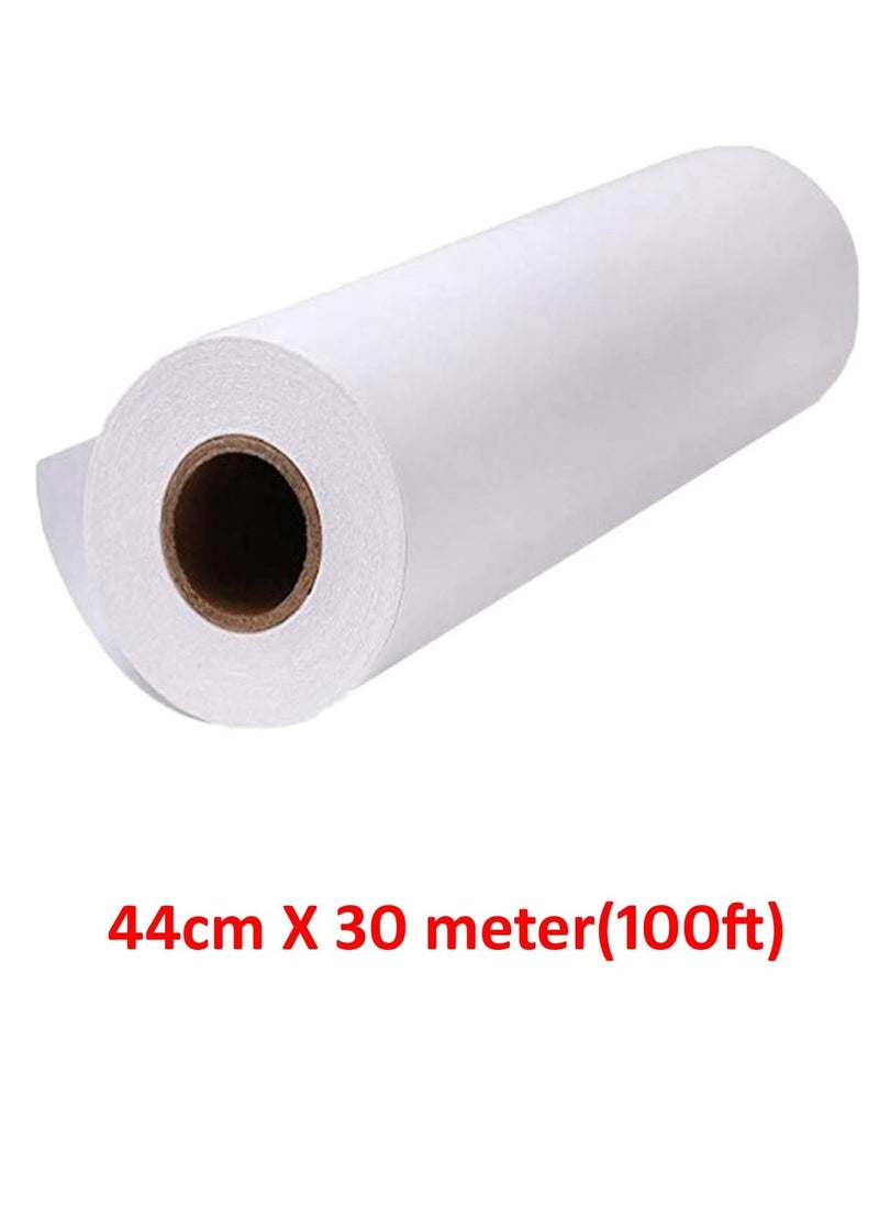 Big White Kraft Paper Roll (44cm X 30m) (1200inch) 80gsm, Easel Stand Drawing Paper Roll for Kids & Student, Arts and Crafts for Painting, Sketching, Tracing, Plottering, Butcher Wrapping Roll