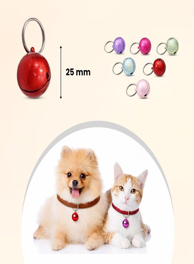 PET FUN جرس دائري لامع لطوق الحيوانات الأليفة - جرس تدريب معدني عالي الصوت للكلاب والقطط - إكسسوار متين لطوق الحيوانات الأليفة للتدريب والسلامة والزينة، مجموعة من 6 قطع بألوان عشوائية (25 مم) - Image 2