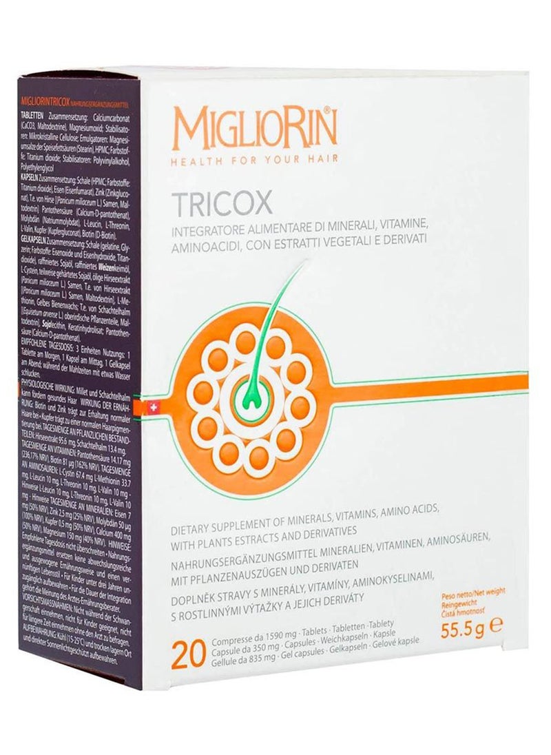 MIGLIORIN - Tricox Tablets 20 Servings + Adjuvant Anti-Hair Loss Spray Lotion 125Ml Anti-Hair Loss Promo Pack - Image 1