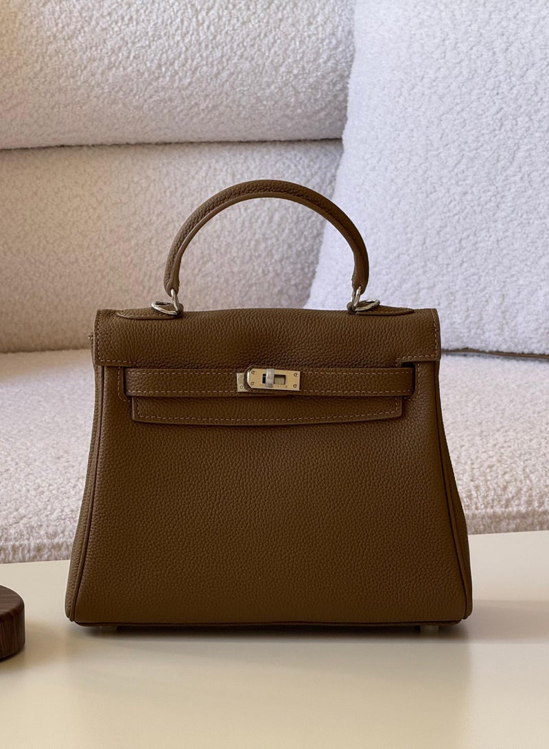 Solid Color Leather Mini Tote Bag 