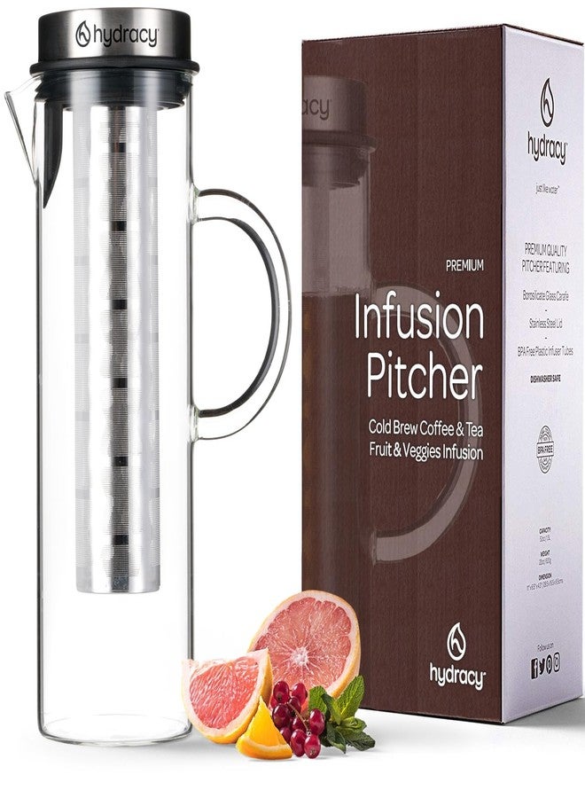 Hydracy Cold Brew Coffee Maker - Large Glass Infusion Pitcher 1.6 Quarts 52oz - Iced Coffee & Iced Tea Pitcher with Stainless Steel Lid & Fruit Infusion Tube - Perfect for Home or Office - Image 1