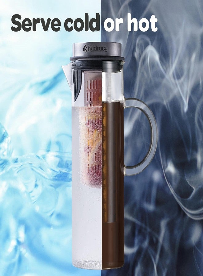 Hydracy Cold Brew Coffee Maker - Large Glass Infusion Pitcher 1.6 Quarts 52oz - Iced Coffee & Iced Tea Pitcher with Stainless Steel Lid & Fruit Infusion Tube - Perfect for Home or Office - Image 3