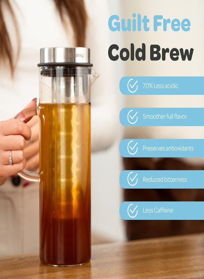 Hydracy Cold Brew Coffee Maker - Large Glass Infusion Pitcher 1.6 Quarts 52oz - Iced Coffee & Iced Tea Pitcher with Stainless Steel Lid & Fruit Infusion Tube - Perfect for Home or Office - Image 4