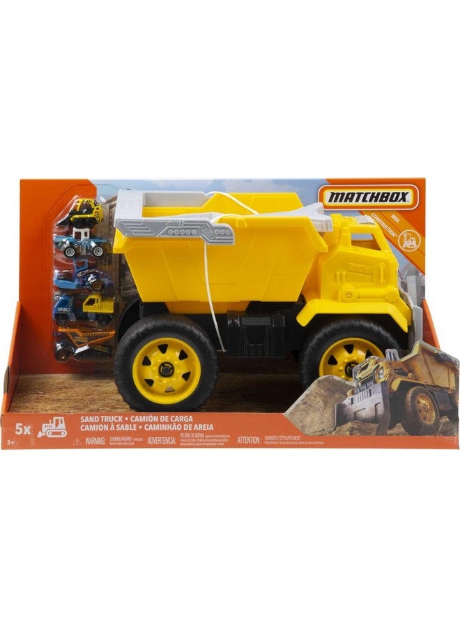 Matchbox Large-Scale Sand Truck with 5 Die-Cast Toy Construction Vehicles in 1:64 Scale, Indoor & Outdoor Play Multicolor - Image 5