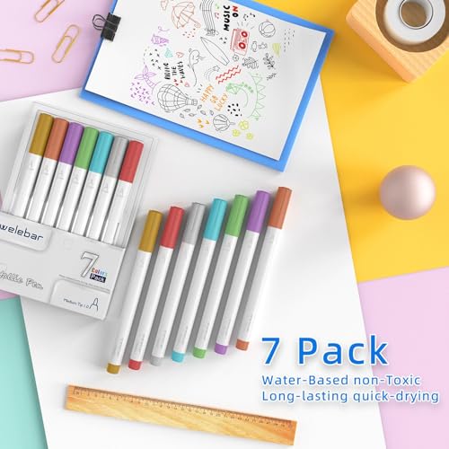 Welebar 7 Pack Metallic Pens Compatible with Cricut Joy/Xtra, 1.0 Tip Metallic Pen Set for Writing Drawing, DIY Crafts - Image 5