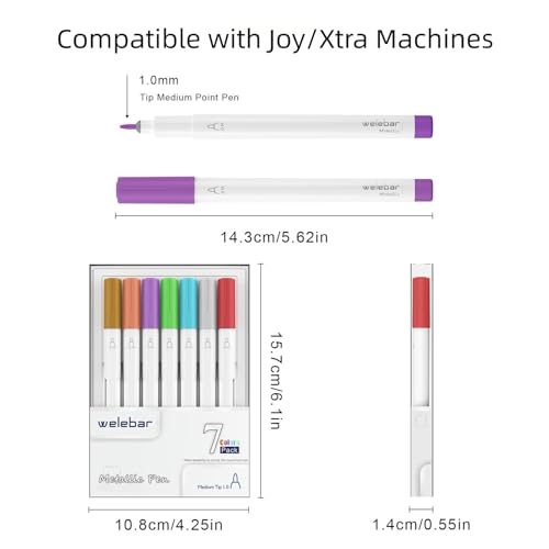Welebar 7 Pack Metallic Pens Compatible with Cricut Joy/Xtra, 1.0 Tip Metallic Pen Set for Writing Drawing, DIY Crafts - Image 3