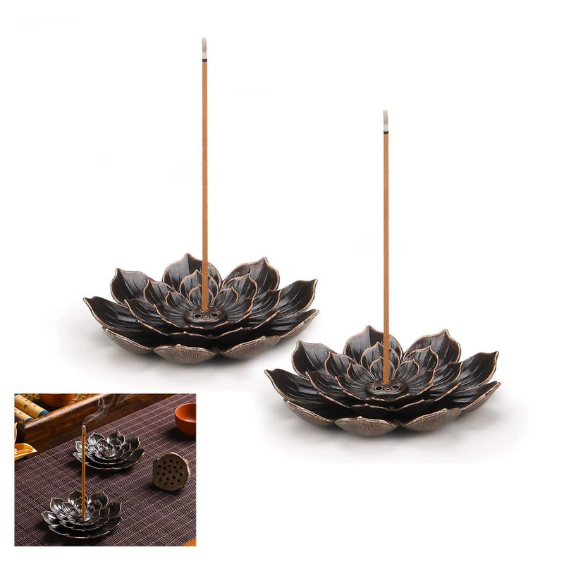 2Pack Lotus Incense Holders Detachable 6Hole Brass Burner for Stick Cone  Coil Incense  Ideal for Home Office Yoga Room Meditation  Tea House