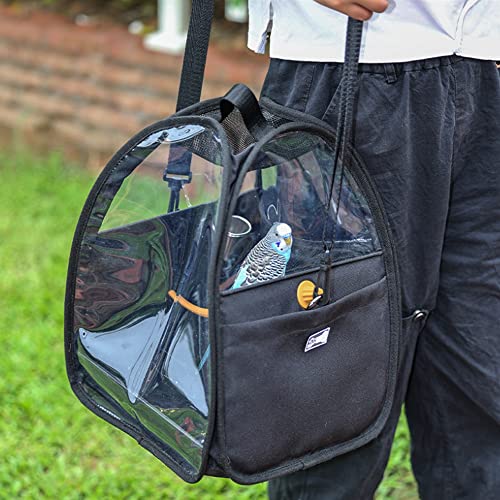MESINURS Bird Travel Cage Bag with Stand Tray Feeding Cup Outdoor Pet Bird Carrier Backpack for Parrot Cockatiel Parakeet Budgie 11x15 - Image 1