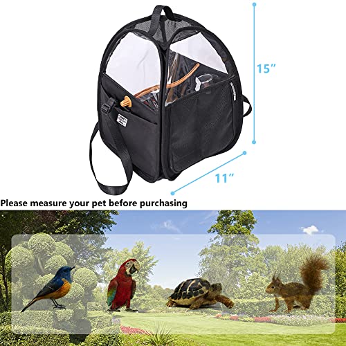 MESINURS Bird Travel Cage Bag with Stand Tray Feeding Cup Outdoor Pet Bird Carrier Backpack for Parrot Cockatiel Parakeet Budgie 11x15 - Image 3