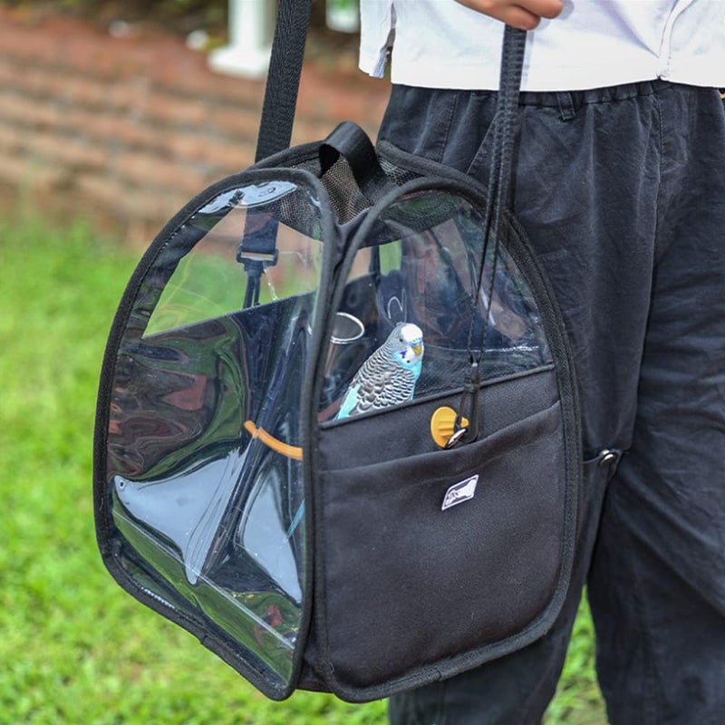 MESINURS Bird Travel Cage Bag with Stand Tray Feeding Cup Outdoor Pet Bird Carrier Backpack for Parrot Cockatiel Parakeet Budgie 11x15 - Image 2