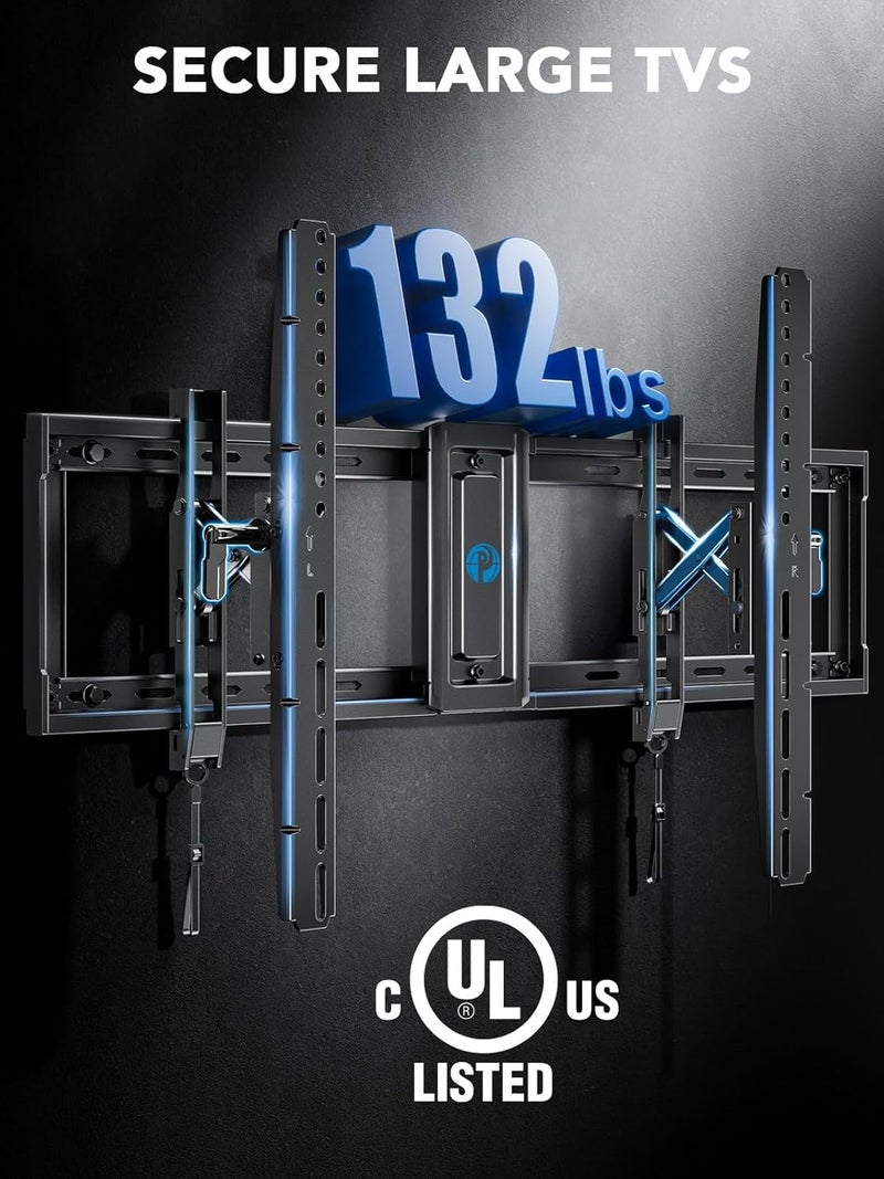 Pipishell UL Listed TV Wall Mount for 42â€“90 inch TVs, Advanced Tilt TV Mount Bracket with 15Â° Full Tilt, 6-inch Arm Extension, Slide to Center, 16â€³/18â€³/24â€³ Wood Studs, Max VESA 600x400mm up to 132 lbs - Image 3