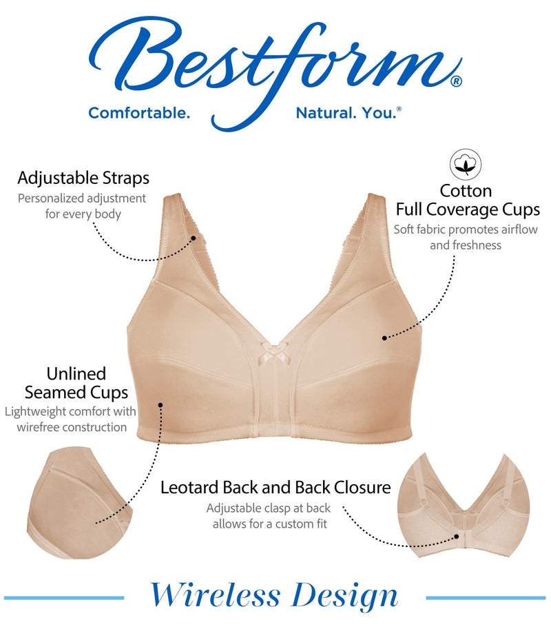 Bestform أفضل شكل حمالة صدر قطنية مريحة للنساء 5006825 بدون أسلاك مع أكواب غير مبطنة مخيطة - Image 4