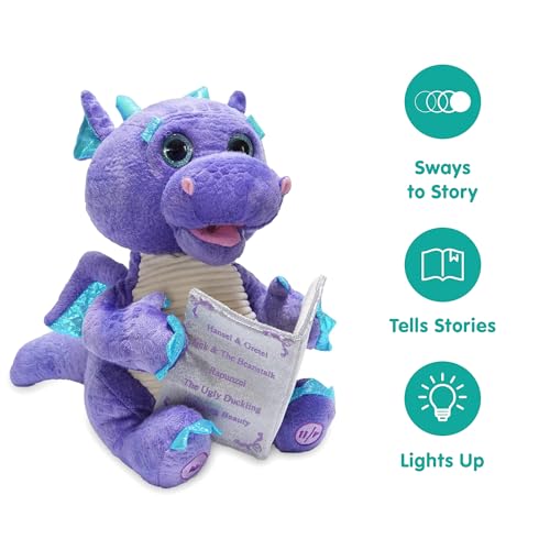 Cuddle Barn | Duncan The Storytelling Dragon 12" Animated Stuffed Animal Plush Toy | Mouth Moves, Head Sways and Eyes Light Up | Recites 5 Fairy-Tales - Image 2