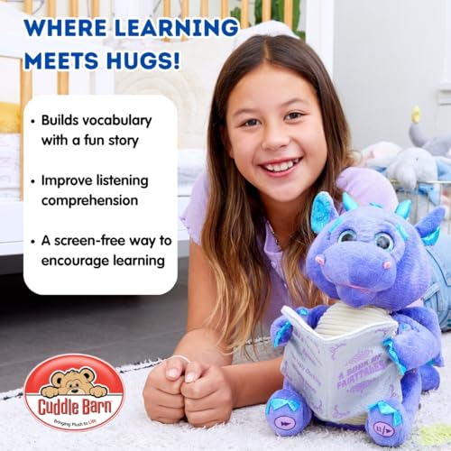 Cuddle Barn | Duncan The Storytelling Dragon 12" Animated Stuffed Animal Plush Toy | Mouth Moves, Head Sways and Eyes Light Up | Recites 5 Fairy-Tales - Image 3