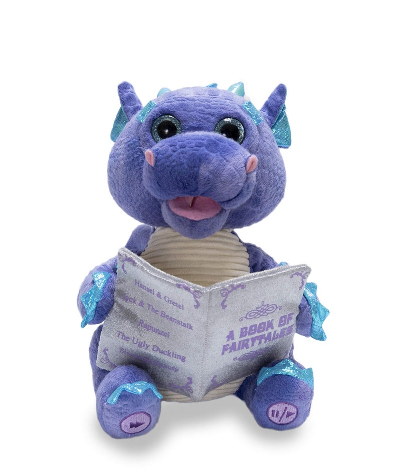 Cuddle Barn | Duncan The Storytelling Dragon 12" Animated Stuffed Animal Plush Toy | Mouth Moves, Head Sways and Eyes Light Up | Recites 5 Fairy-Tales - Image 1