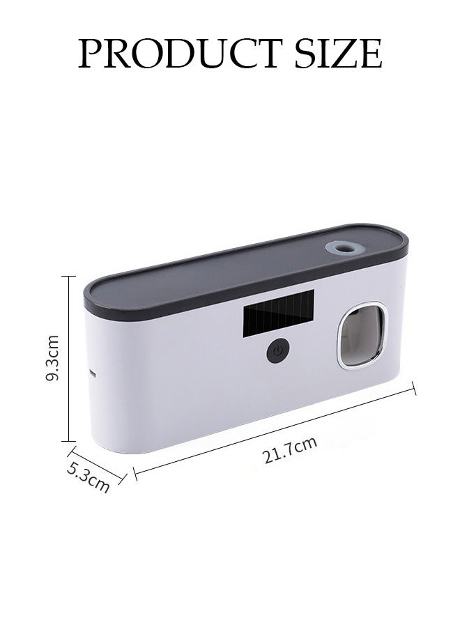 DUNISO معقم فرشاة الأسنان، حامل فرشاة أسنان ذكي مثبت على الحائط، مع تعقيم بالأشعة فوق البنفسجية، لوحة شمسية ووظائف ضغط معجون الأسنان، مع 5 فتحات، قدرة تحمل قوية - Image 2