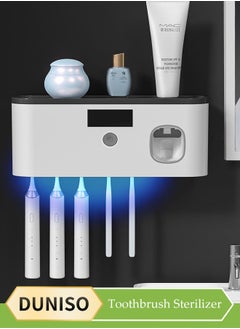 DUNISO Toothbrush Sterilizer, Intelligent Sterilization Wall Mounted Toothbrush Holder, With Uv Disinfection, Solar Panel And Squeezing Toothpaste Functions, With 5 Slots, Strong Load-Bearing Capacity  - Image 1