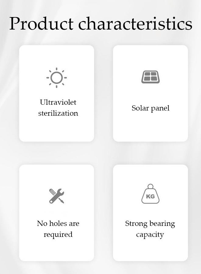 DUNISO معقم فرشاة الأسنان، حامل فرشاة أسنان ذكي مثبت على الحائط، مع تعقيم بالأشعة فوق البنفسجية، لوحة شمسية ووظائف ضغط معجون الأسنان، مع 5 فتحات، قدرة تحمل قوية - Image 4