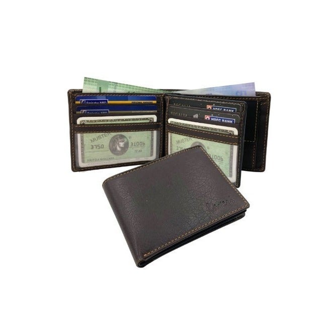 ليفراي محفظة "لافيري" (Laveri) من الجلد الطبيعي بتصميم مميز وحماية RFID - باللونين البني والأسود - Image 1