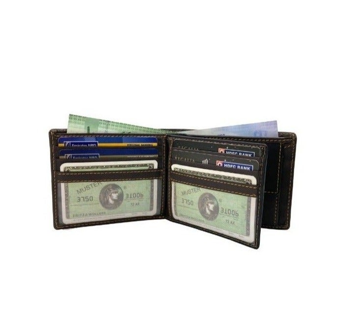 ليفراي محفظة "لافيري" (Laveri) من الجلد الطبيعي بتصميم مميز وحماية RFID - باللونين البني والأسود - Image 2