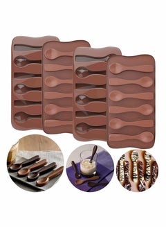 Excefore Spoon Shape Molds, 4 PCS Food Grade Silicone Cake Molds DIY Specialty Bakeware Spoon Mold Chocolate Ice Jelly Mold Party Decor Homemade Cupcake Candy Bake Ware Baking Tools  - Image 1