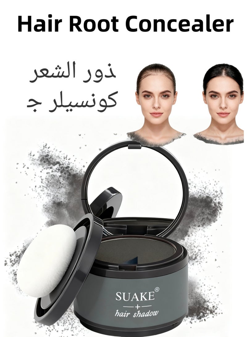 سويكي مسحوق سواك لتظليل الشعر - خافي جذور الشعر المقاوم للماء والعرق للشعر الخفيف، تغطية فورية طبيعية لخط الشعر والجبهة وخطوط الفراق، 4 جرام اللون الأسود (مع بودرة ومرآة، ثابت طويل الأمد، سهل الإزالة) - Image 1