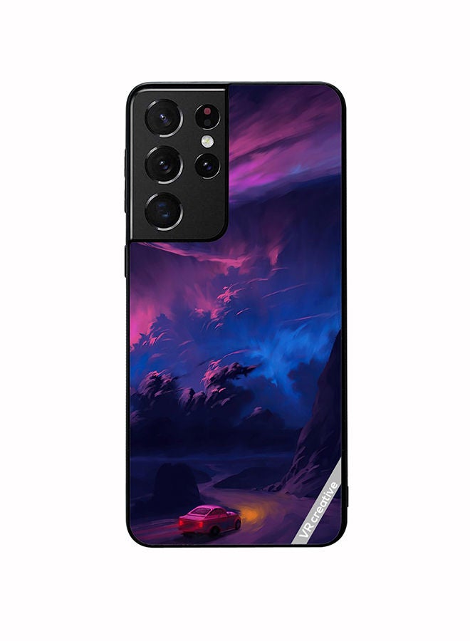VR CREATIVE Protective Case Cover For Samsung Galaxy S21 Ultra 5G Car On Empty Road Design Multicolour - Image 1