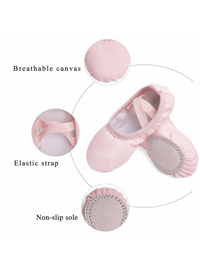 Stelle Girls Canvas Ballet Slippers Flats, Leather Soles Dance Shoes for Toddler Little Kid, Ballet Pink, 11 Little Kid / 26 EU - Image 5