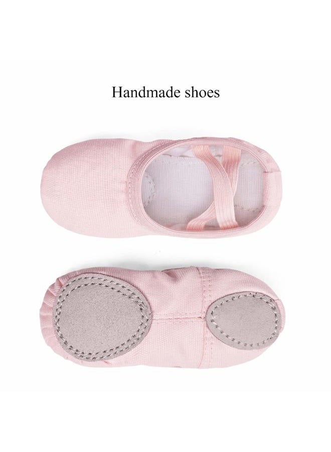 Stelle Girls Canvas Ballet Slippers Flats, Leather Soles Dance Shoes for Toddler Little Kid, Ballet Pink, 11 Little Kid / 26 EU - Image 4