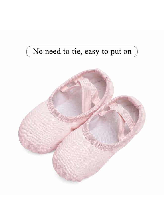 Stelle Girls Canvas Ballet Slippers Flats, Leather Soles Dance Shoes for Toddler Little Kid, Ballet Pink, 11 Little Kid / 26 EU - Image 3