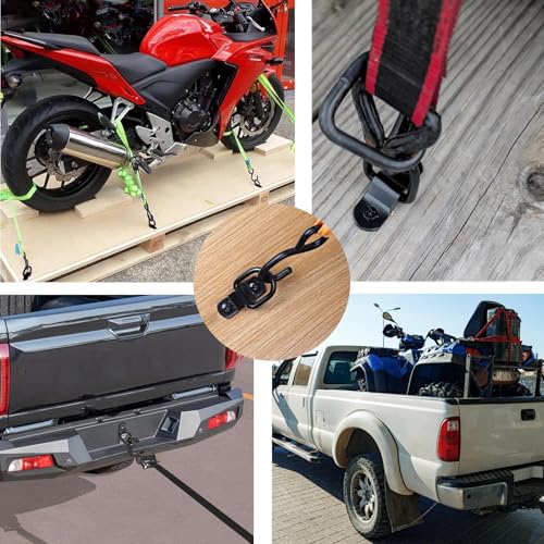 VEEBELL D Ring Tie Down Anchor 1/4" Heavy Duty Trailer Anchor Lashing Rings 2400 lbs Capacity Trailers Trucks Bed Anchors Bracket Hooks Kit for SUV,RV,Camper,Van,Car,Boats, Motorcycles Surface Mount (Black) - Image 5