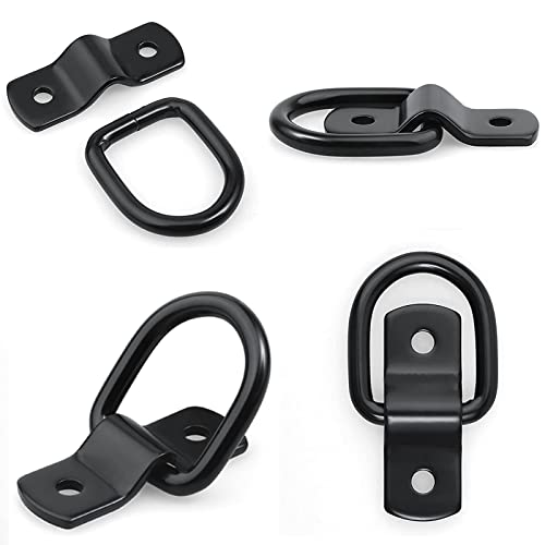 VEEBELL D Ring Tie Down Anchor 1/4" Heavy Duty Trailer Anchor Lashing Rings 2400 lbs Capacity Trailers Trucks Bed Anchors Bracket Hooks Kit for SUV,RV,Camper,Van,Car,Boats, Motorcycles Surface Mount (Black) - Image 2