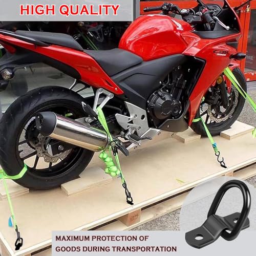 VEEBELL D Ring Tie Down Anchor 1/4" Heavy Duty Trailer Anchor Lashing Rings 2400 lbs Capacity Trailers Trucks Bed Anchors Bracket Hooks Kit for SUV,RV,Camper,Van,Car,Boats, Motorcycles Surface Mount (Black) - Image 4