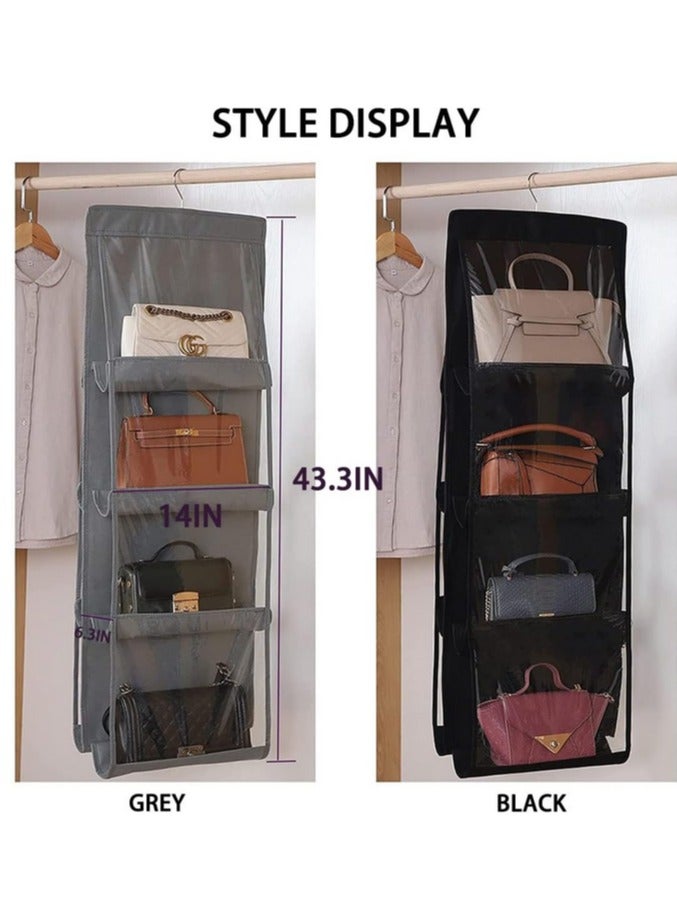 Hanging Handbag Organizer Dust Proof Storage Holder Bag Wardrobe Closet for Purse Clutch with 8 Larger Pockets for Organizing and Storing Women Handbags 2Pcs  - Image 4