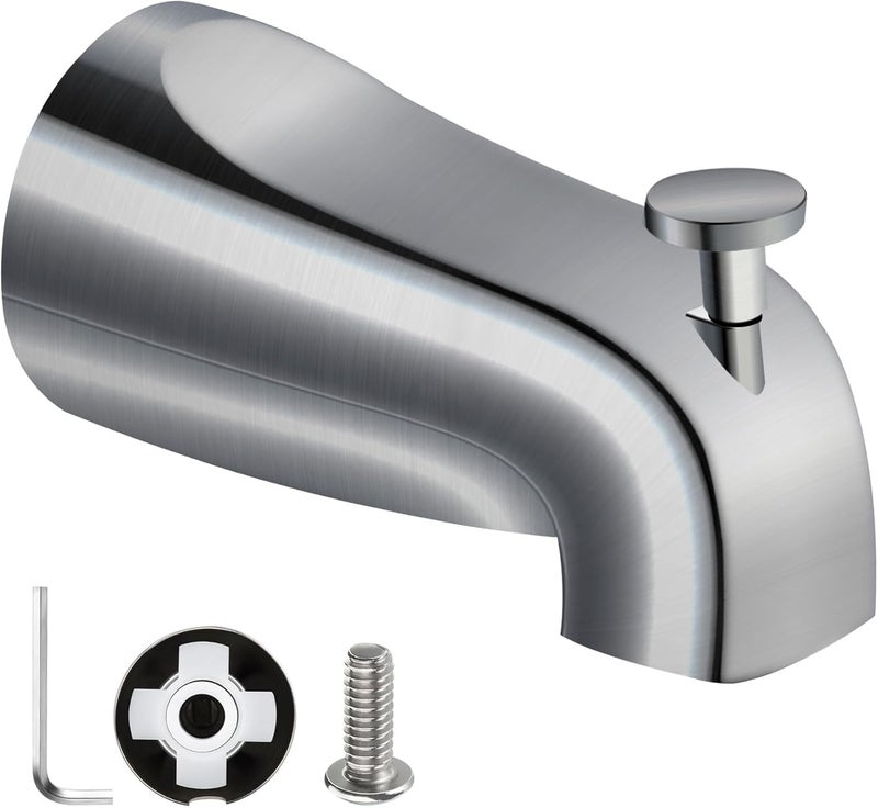 sagetta Slip on Universal Bathtub Spout with Diverter Zinc Alloy Rustproof Bath Faucet, Fits 1/2" Copper Water Tube(5/8" Dia), 5/32" Hex Wrench, Brushed Nickel - Image 1