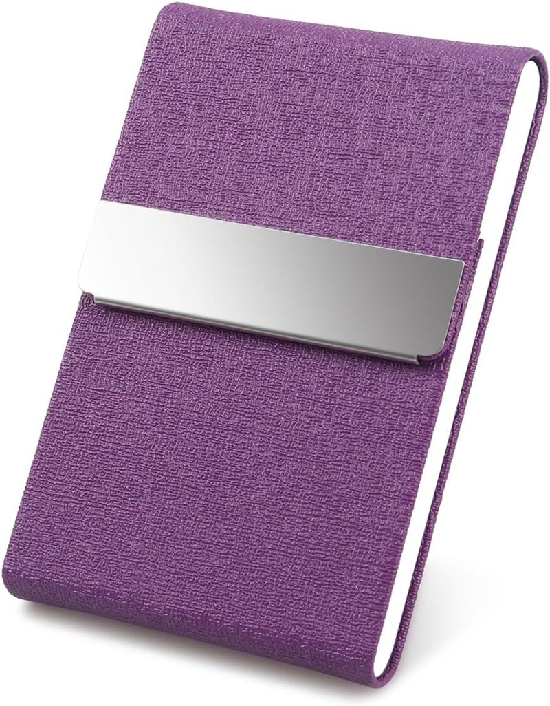 DMFLY Business Card Holder with Ultra Slim Design, Business Card Case with Premium PU Leather, Suit Pocket Metal Card Holder for Women/Men, Magnetic Closure Quick Access Cards - Image 1