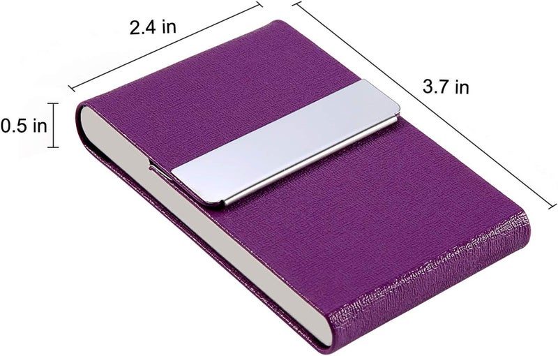 DMFLY Business Card Holder with Ultra Slim Design, Business Card Case with Premium PU Leather, Suit Pocket Metal Card Holder for Women/Men, Magnetic Closure Quick Access Cards - Image 5