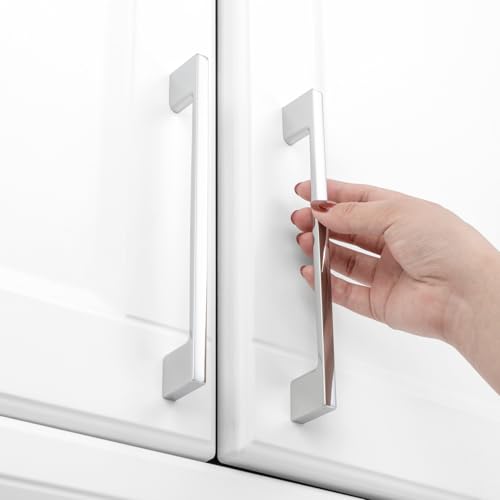 KOOFIZO 10 Pack 6-1/4 Inch Wide Foot Cabinet Bar Pulls - Polished Chrome Modern Solid Handles for Kitchen Cupboard Door, Bedroom Dresser Drawer, Bathroom Wardrobe Hardware - Image 4